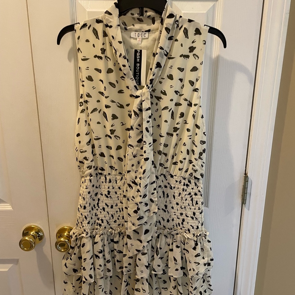 TCEC Cream and Black Patterned Dress